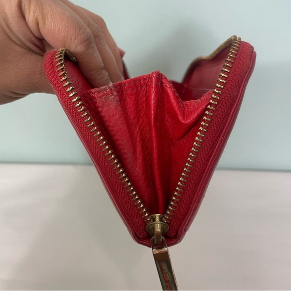 Tory Burch Leather Wallet Red Full Zip Clutch - Picture 8 of 10